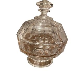Crystal Lidded  Pedestal Candy Bowl